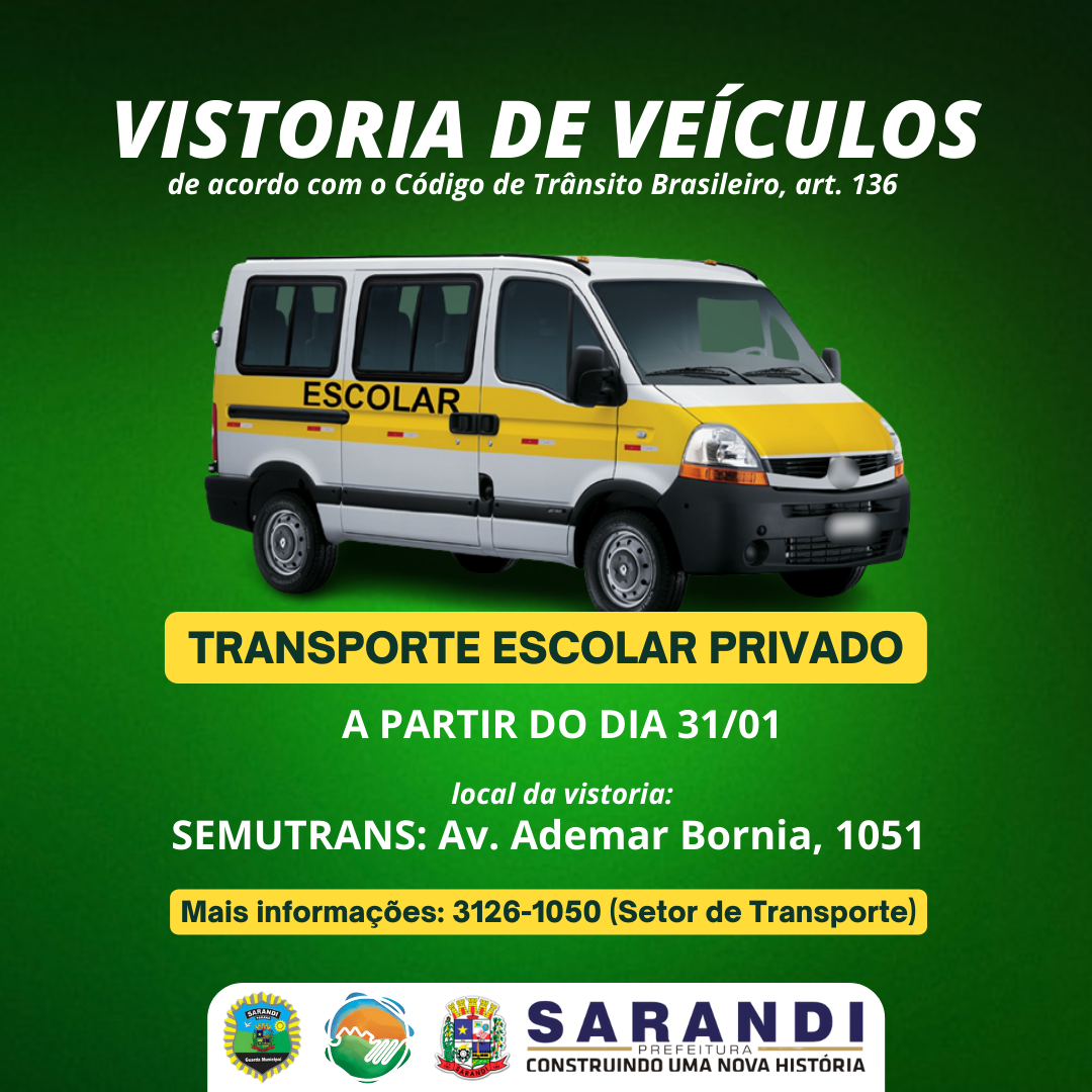 Vistoria de veículos do Transporte Escolar Privado em Sarandi